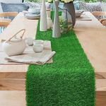 Artificial Grass Table Runner, 35 x 120cm Reusable Fake Faux Grass Table Cloth,Faux Grass Table Cloth Easter Fake Grass Tabletop Mat for Party Décor, Green, Theme Wedding Birthday, Baby Showers