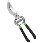 OUTO Bypass Pruning 10" Shears with Heavy Duty Carbon Steel Cutter Sharp Blade Grip Handle Safety Lock Trimmer Plant Clipper Tool Gardening Scissors for Home Garden Lawn Backyard-Black