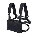 IDOGEAR Tactical Chest Bag with Insert 5.56/7.62 Mag Pouch Recon Kit Kangaroo Chest Bag Utility Laser-Cut MOLLE Hook-and-Loop Accessory Bag Admin Pouch for Military Airsoft(Black)