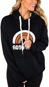 Lacozy Women's Casual Long Sleeve Shirt Good and Vibes Tunic tops pullover hoodie Kint Sweaters for Women tops Black Orange XX-Large