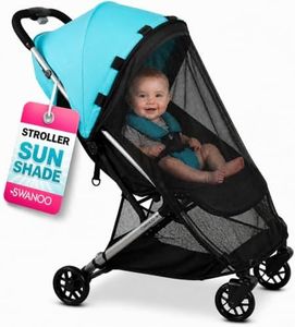 Swanoo Stroller Sun Shade Cover, Mosquito Net for Stroller Shade Extender with Magnetic Tabs Block 70% of UV Rays, Bug Net Sun Protection Baby Stroller Accessories Stroller Canopy