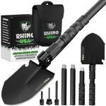 Rhino USA Survival Shovel w/Pick - Heavy Duty Carbon Steel Military Style Entrenching Tool for Off Road, Camping, Gardening, Beach, Digging Dirt, Sand, Mud & Snow (Survival Shovel)