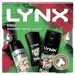 LYNX Africa Trio Deodorant Gift Set Body Wash, Body Spray and Anti-perspirant perfect for his daily routine 3 piece