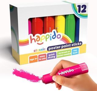 Happido Set of 12 Twistable Tempera Paint Sticks For Kids, Quick Drying, No Mess Art Supplies for Toddlers and Kids Ages 4-6 - CLASSIC COLORS