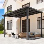 U-MAX Pergola 10'x8' Hardtop Outdoor Gazebo, Heavy Duty Lean to Metal Pergolas and Gazebos Clearance, Wall-Mounted 8x10 Gazebo Galvanized Steel Patio Roof Awnings