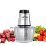 VEVOR Food Processor, Electric Meat Grinder with 4-Wing Stainless Steel Blades, 400W Electric Food Chopper, 8 Cup Stainless Steel Bowl, 2 Speeds Food Grinder for Baby Food, Meat, Onion, Vegetables