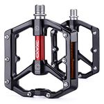 CXWXC Road/MTB Bike Pedals - Aluminum Alloy Bicycle Pedals - Mountain Bike Pedal with Removable Anti-Skid Nails (A: Black-Red)