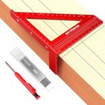 8 inch 3D Multi-Angle Measuring Square Ruler, WT103B High Precision Hole Scribing Woodworking Tools, 0-90° Aluminum Alloy Carpenter Square Wood Working Tools, Carpenter Pencils 6 Refills.