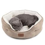 Bedsure Small Dog Bed for Small Dogs Washable - Round Cat Beds for Indoor Cats, Round Pet Bed for Puppy and Kitten with Slip-Resistant Bottom, Camel, 20 Inches