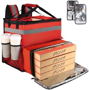 Food Delivery Backpack, Large Insulated Backpack for Doordash/Uber Eeats, Expandable Cooler Bags for Bike/Motorcycle with Reflective Strip/Cup Holders,Reusable Pizza Food Delivery Bag with Hand Straps