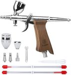 Bucasso Airbrush Kit, Air Brush Spray Gun with 0.3mm/0.5mm/0.8mm Needles/Nozzle Sets, 3cc/7cc/11cc Replaceable Fluid Cup for Painting Model Nails Cake Tattoo Makeup