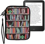 kwmobile Neoprene e-Reader Pouch Size 6" eReader - Universal eBook Sleeve Case with Zipper, Wrist Strap - Blue/Green/Dark Pink