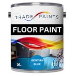 Trade Paints Heavy Duty Quick Dry Floor Paint - Garage, Workshop, Warehouse, Industrial Floor Paint - Ideal For Concrete, Stone, Brick, Wood & Metal (Gentian Blue BS18E53, 5 l Pack of 1)
