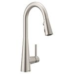 Moen Sleek Spot Resist Stainless One Handle High-Arc Pulldown Kitchen Sink Faucet with Power Boost for a Faster Clean, Kitchen Faucet with Pull Down Sprayer for Bar, RV, or Commercial, 7864SRS