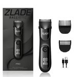 Zlade Ballistic PRO Manscaping Body Trimmer for Men - Beard, Body, Pubic Hair Grooming - Waterproof, Cordless, Rechargeable - Smart Travel Lock, Digital Display, Black