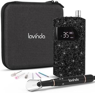 Lavinda Professional Electric Nail Drill Kit, 35000RPM Cordless Portable Machine for Acrylic Gel Nails, Rechargeable E File With Black Rhinestones, Manicure Tools (Black)