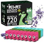 PET N PET Scented Dog Poo Bags - 720 Count, 48 Dog Poop Bags Rolls, USDA Cert 38% Biobased, Thick, Leakproof Poop Bags for Any Dog Breeds, Doggy Poo Bags for Poo Bag Dispenser, Cat Poo Bags