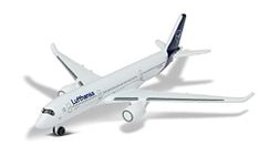 Majorette 212057980Q02 Flugzeug Airbus 350 Lufthansa, Plane, Original Design, Toy, Airplane, Approx. 11 cm, White, for Children Over 3 Years