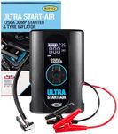 RING ULTRA START-AIR 4-in-1 Car Battery Jump Starter and Tyre Inflator - Starts Up to 6 Litre Petrol and 2.8 Litre Diesel Engines - Battery Booster & Cordless Tyre Inflator, Power Bank and LED light