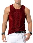 Mauro Kane Mens Shiny Sequin Tank Tops Sparkle Vests Glitter Sleeveless Disco Gold Shirt Rave Party Nightclub Sexy Metallic T-Shirt,Red-L