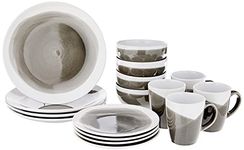 American Atelier Round Dinnerware Sets | Charcoal Kitchen Plates, Bowls, and Mugs | 16 Piece Stoneware Oasis Collection 10.5 x 10.5 | Dishwasher & Microwave Safe | Service for 4