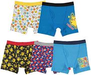 Pokemon Boys' Boxer Brief Multipacks with Pikachu, Evee, Squirtle, Jigglypuff and More in Sizes 4, 6, 8, 10 and 12, 5-pack 100% Cotton Boxer Brief, 4