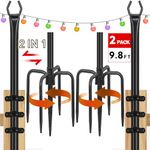 FEED GARDEN String Light Pole for Deck - 2 Pack 9.8FT for Outside Hanging Steel String Poles for Outdoor Decoration Garden, Backyard, Patio Lighting Stand for Parties, Christmas, Wedding