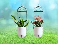 Indian Discovery® Self-Watering Hanging Planter Pot | UV Resistant Plastic Planter for Indoor & Outdoor Gardening | Ceiling Hanging - White |Sphere|2 Pc| Modern Flower Pot for Balcony & Home Décor