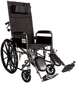 Healthline 18 "Recliner Folding Transport Wheelchair Lightweight Full Arm Detachable Padded Flip Back with Swing Away Elevating Legrests Lightweight Carbon Steel Bariatric Wheelchair, 18 Inch Seat