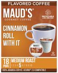 Maud's Cinnamon Roll Coffee (Cinnamon Roll With It), 18ct. Solar Energy Produced Recyclable Single Serve Cinnamon Coffee Pods - 100% Arabica Coffee Beans California Roasted, KCup Compatible