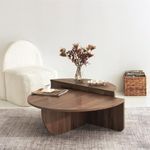 FAWdecor Modern Wooden Round Coffee Table,Chipboard Wood Center Table,Unique Nesting Coffee Tables,Mid Century Aesthetic Low Coffee Table (Walnut)