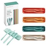 Bramble - 5 Cutlery Sets Portable Reusable, Travel Cutlery on The Go with Knife, Fork, Spoon with Case - Ideal for Kids & Adults, Picnics, Camping - 5 Colours