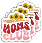 (3Pcs) Overstimulated Mom Club Sticker Funny Sticker Decal for Mom Mama Grandma Mommy Decoration Books, Phones, Laptops, Water Bottles, Tumblers, Kindle,Waterproof Vinyl Sticker 3" x 2.9" Inch