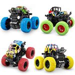 M SANMERSEN Friction Powered Cars for Toddlers - 4 Pack 360° Rotating Stunt Car Toys for 3 4 5 6 Year Old Boys Monster Toy Trucks Boys Girls Gifts