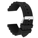 SANWA 24Mm Men's Black Silicone Rubber Watch Straps Bands Waterproof For Fossil Watch Replacement