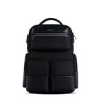 scarters Terminal T2 London - 16" Spacious Multi Compartment Laptop Backpack Laptop Bag|24 Litres|Water Resistant&Vegan Leather|Premium Nylon Fabric| Travelling & Office Use|Airtag Pockets(Black)