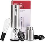 CIRCLE JOY Electric Wine Opener Set, Automatic Corkscrew, Rechargeable Wine Bottle Opener, Wine Opener Gift Set with Foil Cutter, Vacuum Wine Stopper and Aerator Pourer, 4 in 1, Stainless Steel