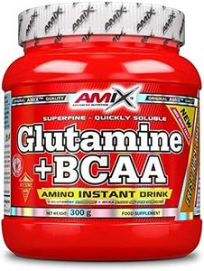 AMIX - Bcaa Glutamina - 300 Gramos - Complemento Alimenticio de Glutamina en Polvo - Reduce el Catabolismo Muscular - Óptimo para Deportistas - Sabor Naranja - Aminoácidos Ramificados