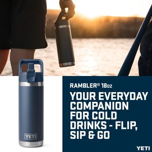 YETI Rambler 18 oz Straw Bottle – Stainless Steel, Navy, Leakproof Cap