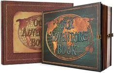 JIMBON Our Adventure Book 180 Pages Scrapbook Photo Album,Retro Style Embossed Letter Leather Cover Travel Diary Journal Scrap Book For Couples,Memory Book For Anniversary Wedding,Valentines Day Gifts