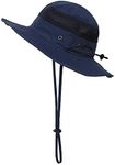 Muryobao Toddler Child Kids Sun Hat Summer UV Protection Hats Bucket Cap for Beach Fishing, Navy Blue, 6-12 Months