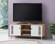 DeckUp Plank Awana Engineered Wood TV Stand and Home Entertainment Unit (Wotan Oak and White, Matte Finish)