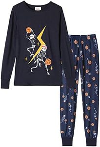 MyFav Boys Pajama Glow in the Dark Basketball Long Sleeve Sung Fit Kids Pjs Sleepwear, Basketball, 6Y