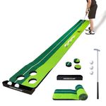 SENSECLUB Indoor Putting Green, Foldable Putting Mat Golf Pong Game Set, Golf Gifts for Men - 1x8 Ft