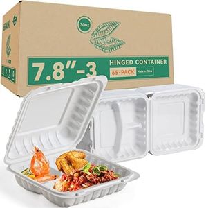LEOBOX Take Out Containers, BPA Free Plastic To Go Containers with Lids for Food 65-Pack 30 oz Reusable Meal Prep Clamshell Disposable To Go Boxes,Perfect for Storage,Takeout Lunch,To-go Salad