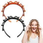 2 Pcs Clip Headbands,Multi-Layer Teeth Comb Hair Hoop Headband With Clips Attached,Non-Slip Double Bangs Hairstyle Hairpin Multi-Layer Hollow Woven Headbands for Women Girls(Black, Brown)