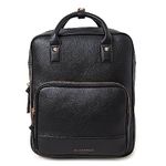 Accessorize London Women's Faux Leather Black Pocket Handle Backpack With 12" Laptop Sleeve