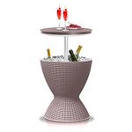 SereneLife, Outdoor Cool Bar Table, 7.5 Gallon Beer and Wine Cooler, Patio Furniture & Hot Tub Side Table, Beverage Cooler, All-Weather Resistant Ice Cool Bar, Rattan Style Patio, Cocktail Bar (Grey)