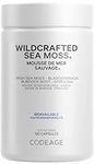 Codeage Wildcrafted Sea Moss Supplement - Irish Sea Moss, Bladderwrack, Spirulina Superfood, Supports Nutrient Intakes With Black Pepper Fruit - 2-month Supply - Non-GMO, Gluten-Free - 120 Capsules