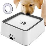 HAPPY HACHI Plastic Dog Water Bowl Non Spill, 70Oz/2L Large Pet Water Bowl With Filter, Slow Water Feeder Vehicle Carried Splash Free For Dogs Cats Pets, Floating Disk, Grey, 24 X 24 X 9 Cm